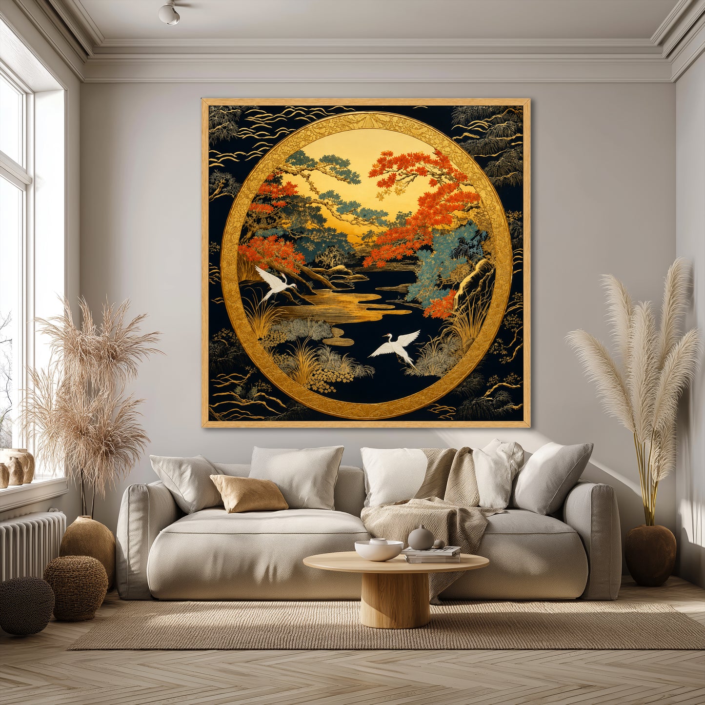 Japanese Cranes Artwork - Luxury Oriental Canvas