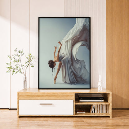 White Dress Ballerina Art - Minimalist Room Design