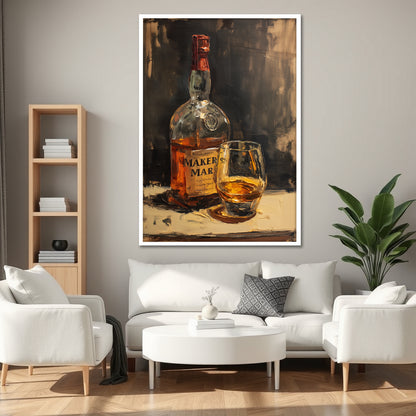 Whiskey and Glass Canvas Print - Home Bar & Man Cave Wall Decor