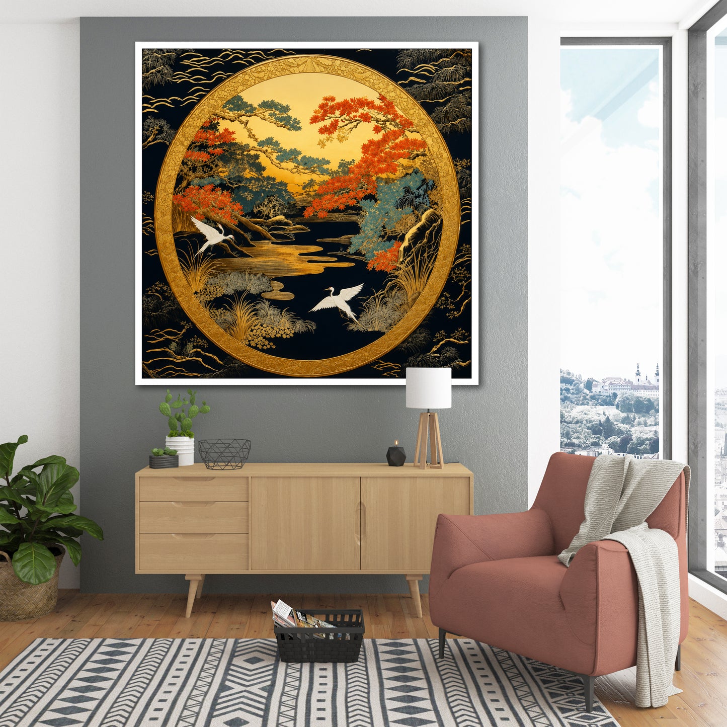 Japanese Cranes Artwork - Luxury Oriental Canvas