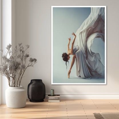White Dress Ballerina Art - Minimalist Room Design