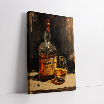 Whiskey and Glass Canvas Print - Home Bar & Man Cave Wall Decor