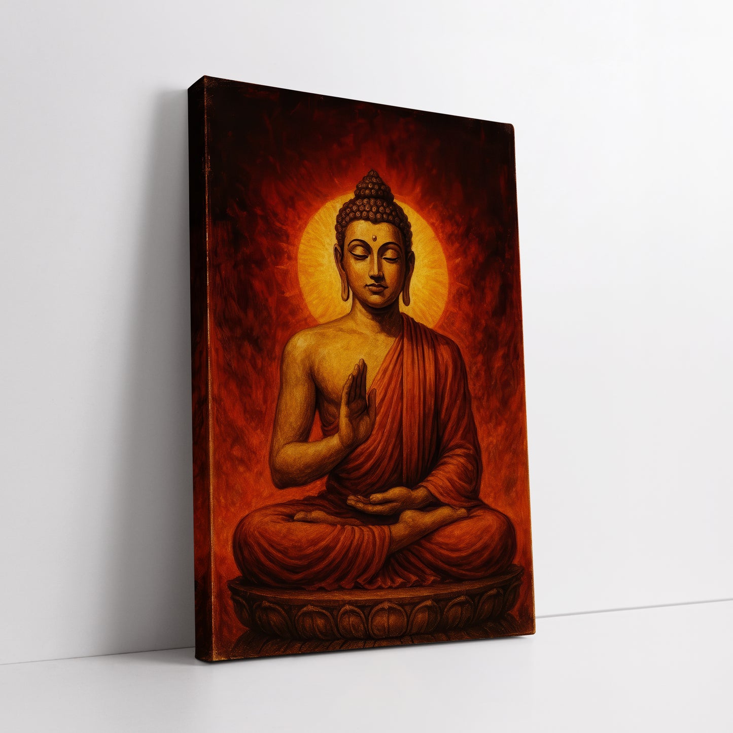 Golden Halo Buddha Canvas Print - Zen & Yoga Room Wall Decor