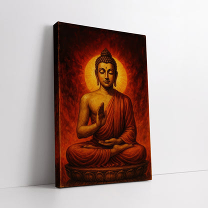 Golden Halo Buddha Canvas Print - Zen & Yoga Room Wall Decor
