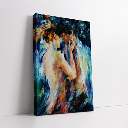 Embracing Couple Canvas Art - Vibrant Expressionist Wall Art