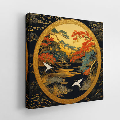 Japanese Cranes Artwork - Luxury Oriental Canvas