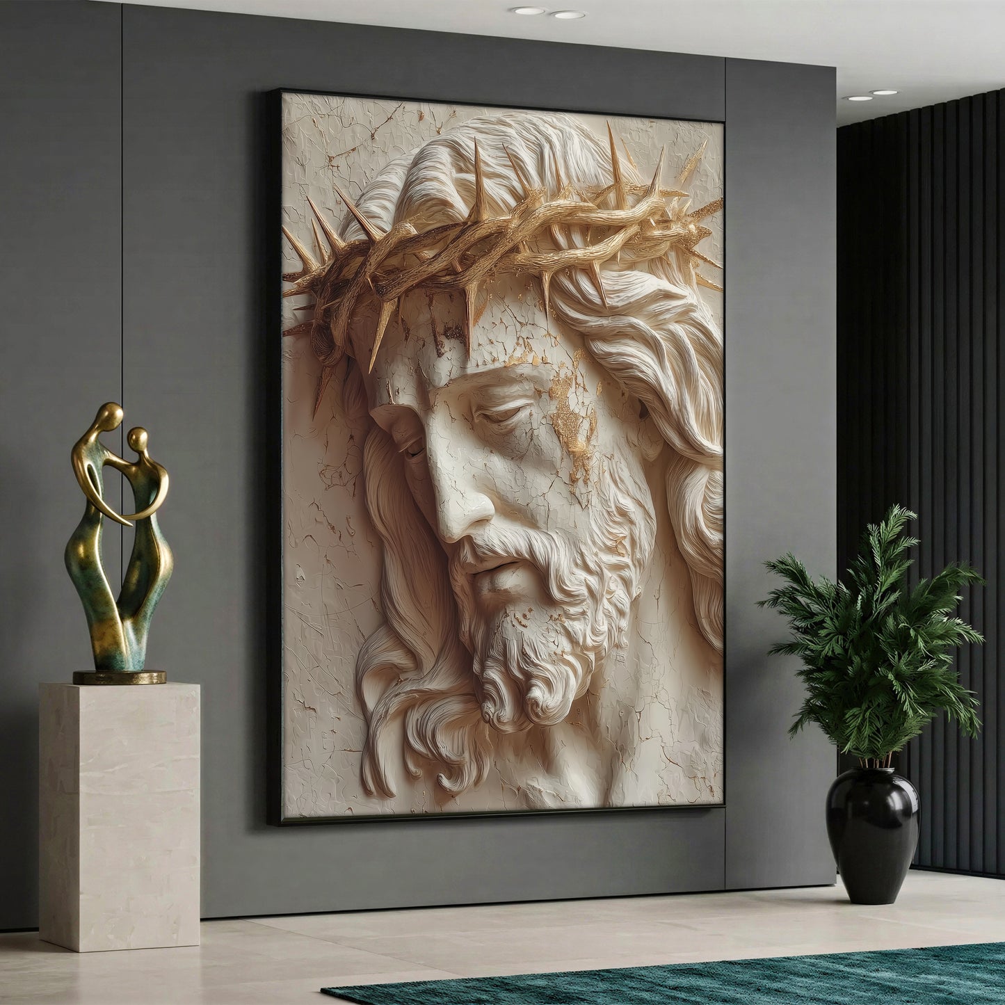 Jesus with Crown of Thorns Canvas Print - Christian Faith Wall Art
