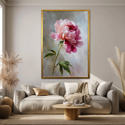 Pink Peony Flower Canvas Wall Art - Romantic Floral Home Decor