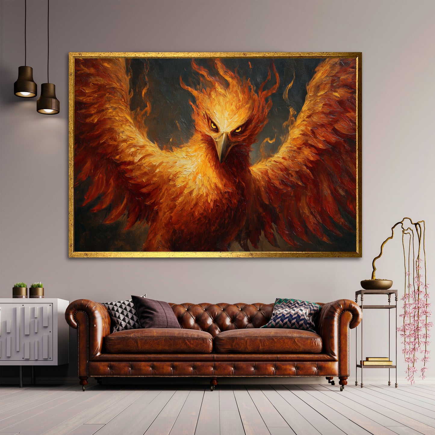 Rising Phoenix Wall Art - Fire Bird Mythological Canvas Print