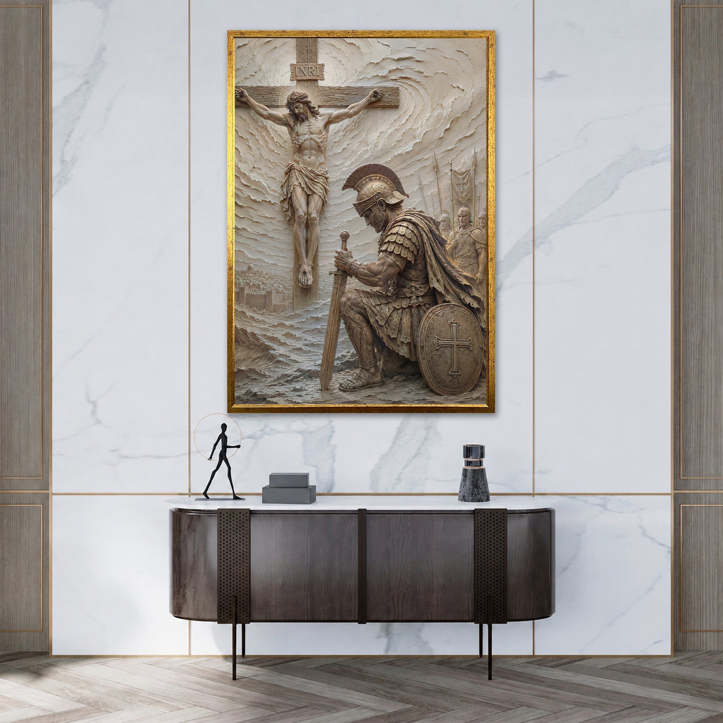 Jesus And Soldier Canvas Art - Modern Christian Wall Decor