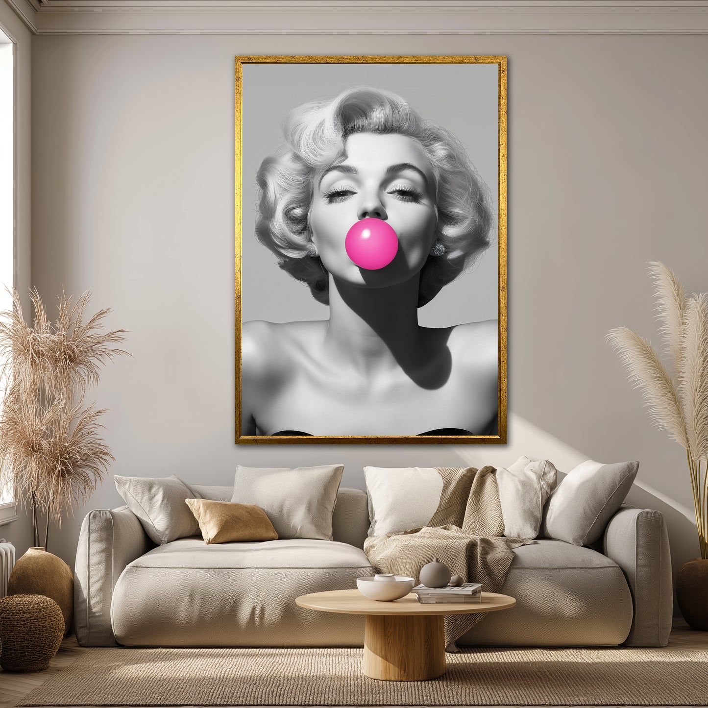 Marilyn Monroe Bubblegum Canvas Wall Art - Modern Pop Art Print