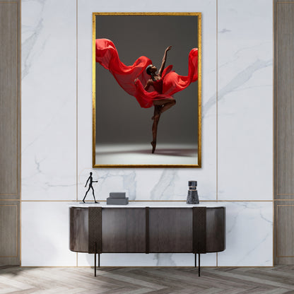 Red Dress Ballerina Canvas Print - Modern Home Decor