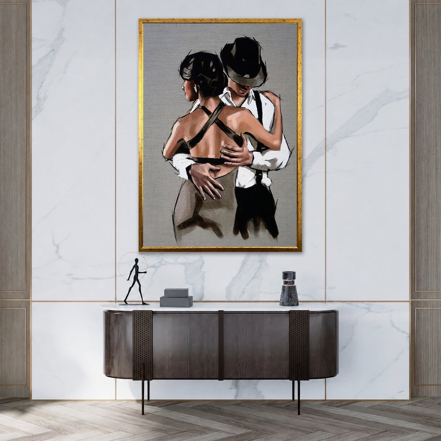 Romantic Tango Dancing Couple Canvas Art - Passionate Couple Print