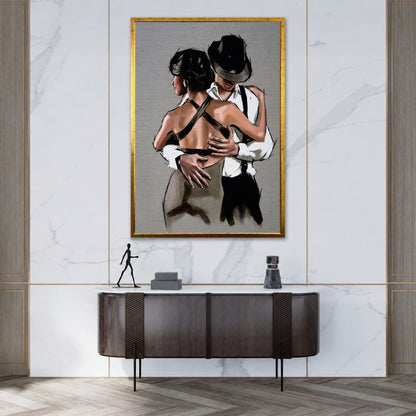 Romantic Tango Dancing Couple Canvas Art - Passionate Couple Print