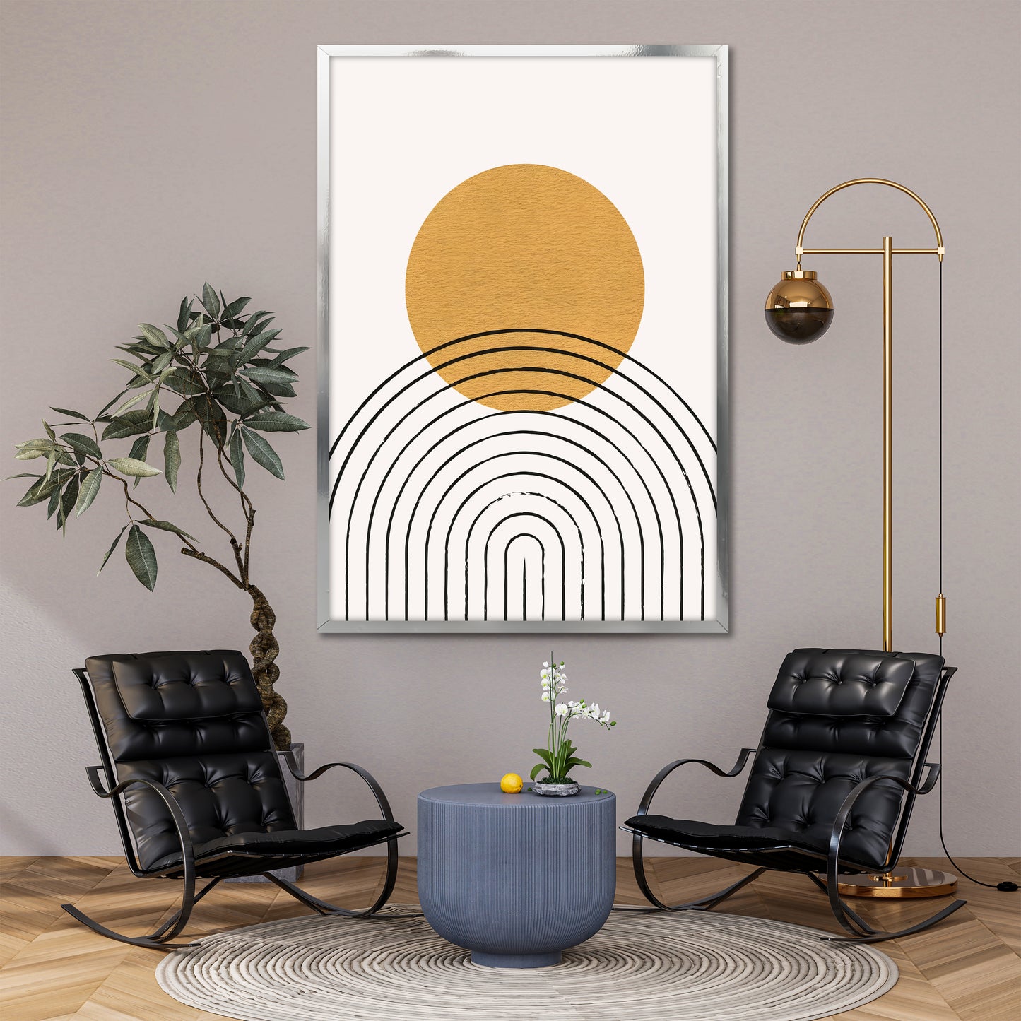 Minimalist Abstract Boho Sun Canvas Print - Modern Home Decor