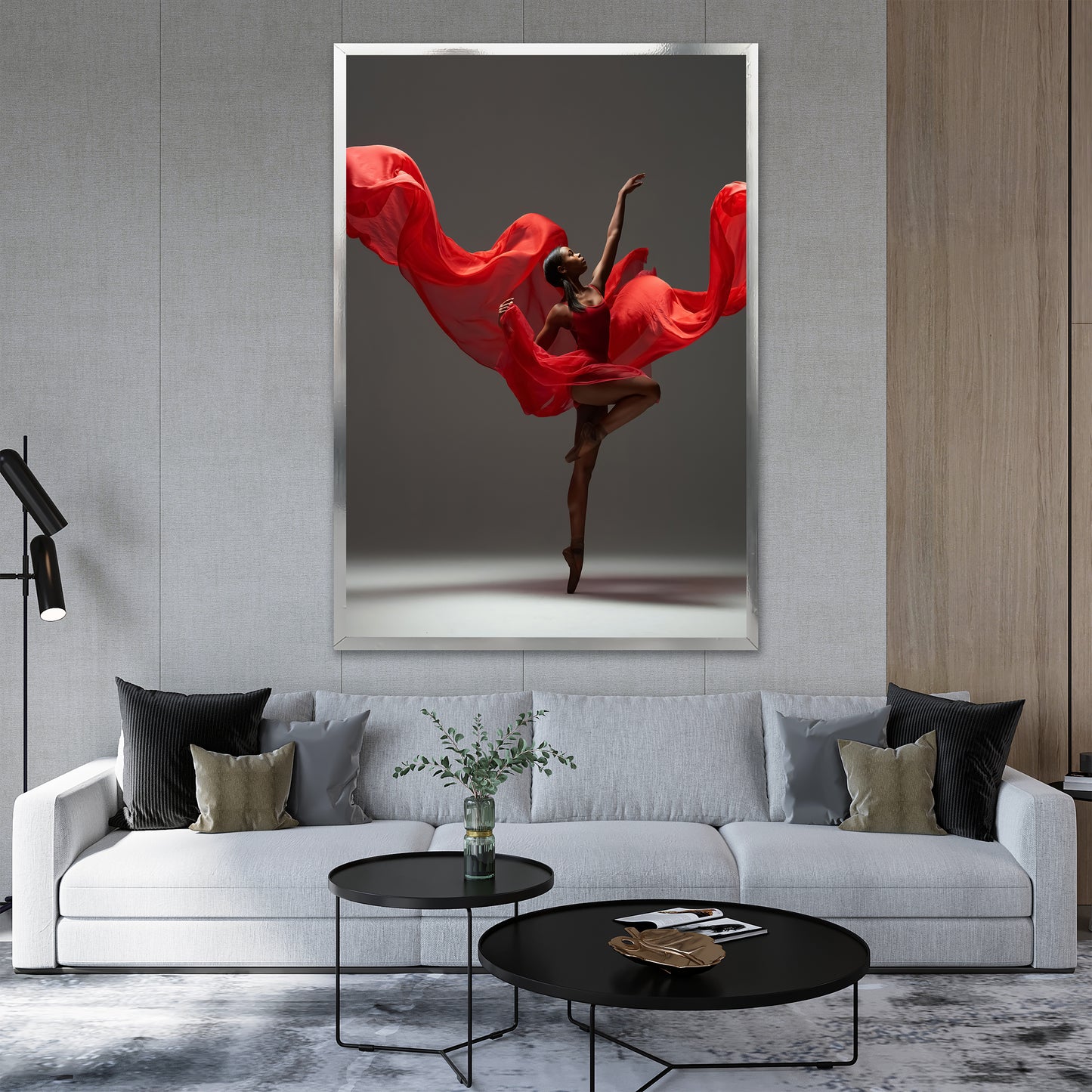Red Dress Ballerina Canvas Print - Modern Home Decor