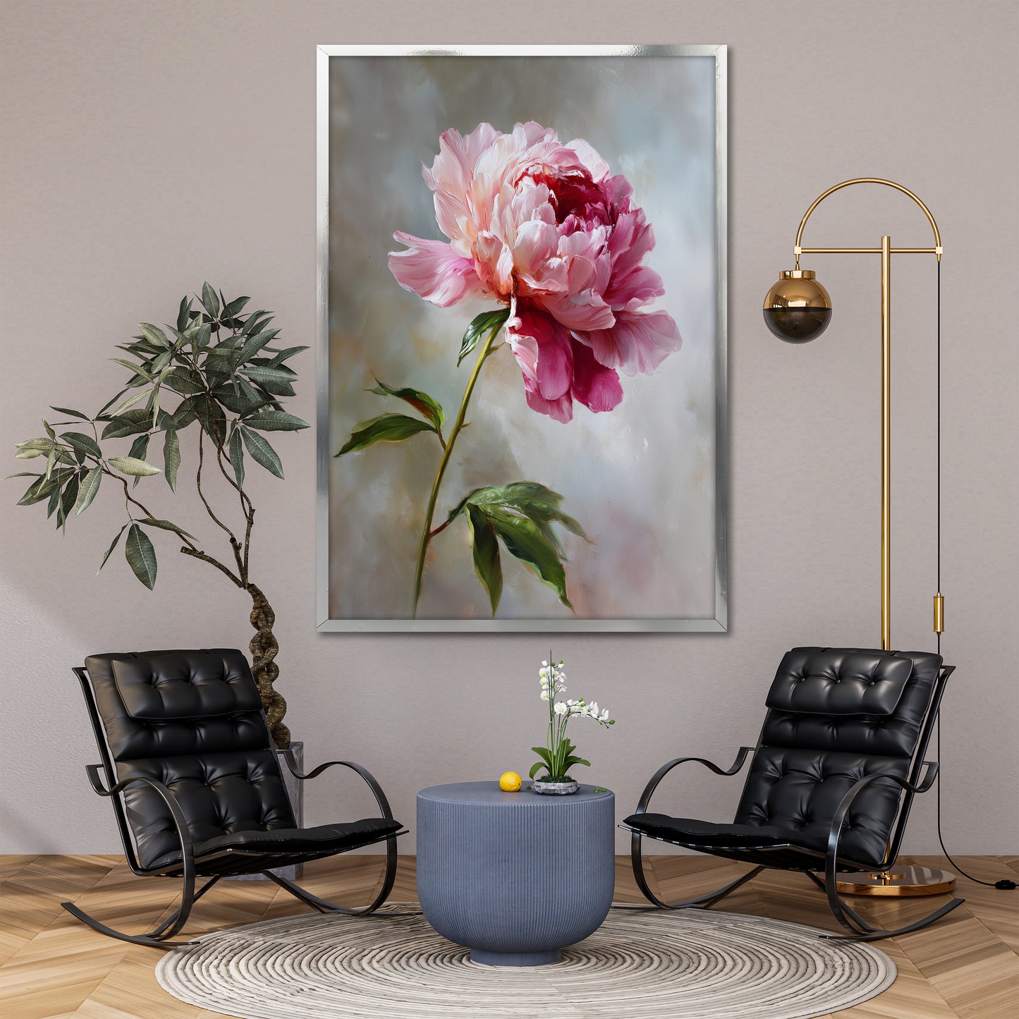Pink Peony Flower Canvas Wall Art - Romantic Floral Home Decor