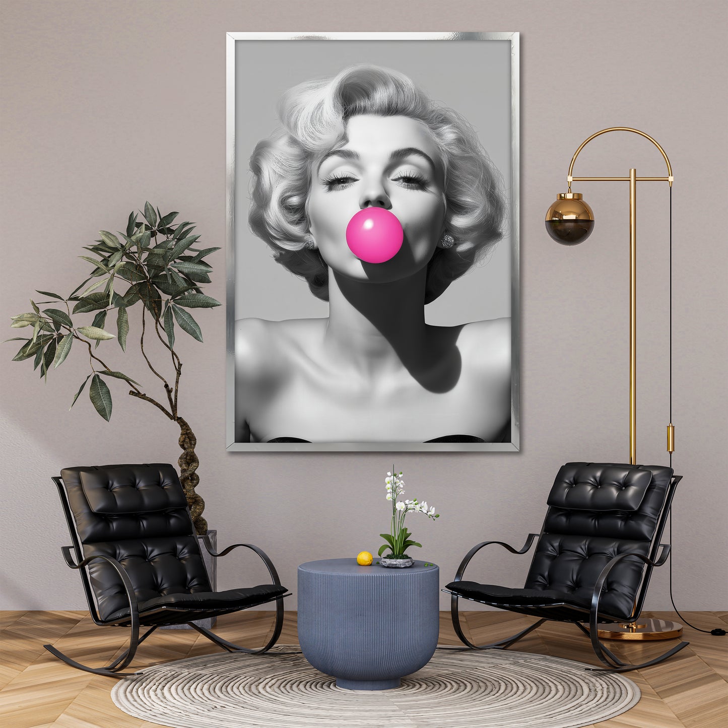 Marilyn Monroe Bubblegum Canvas Wall Art - Modern Pop Art Print