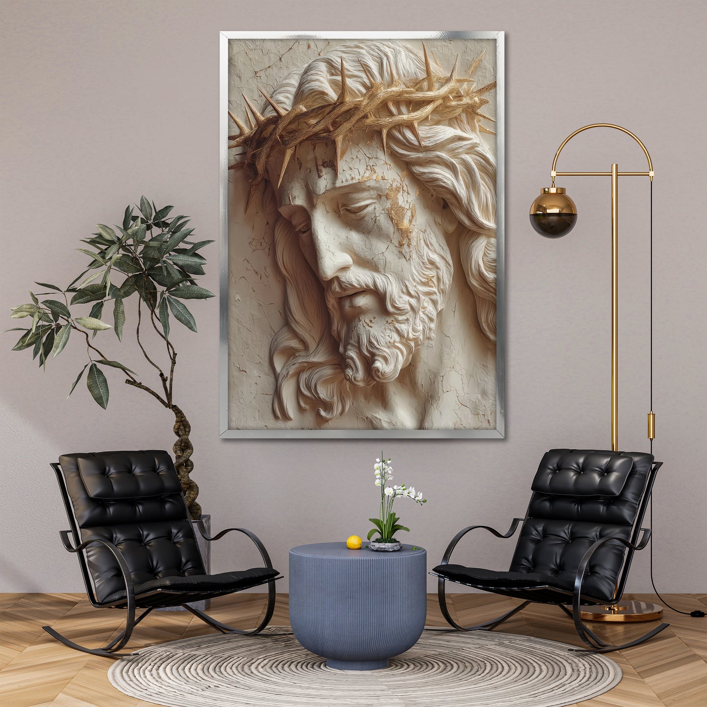 Jesus with Crown of Thorns Canvas Print - Christian Faith Wall Art