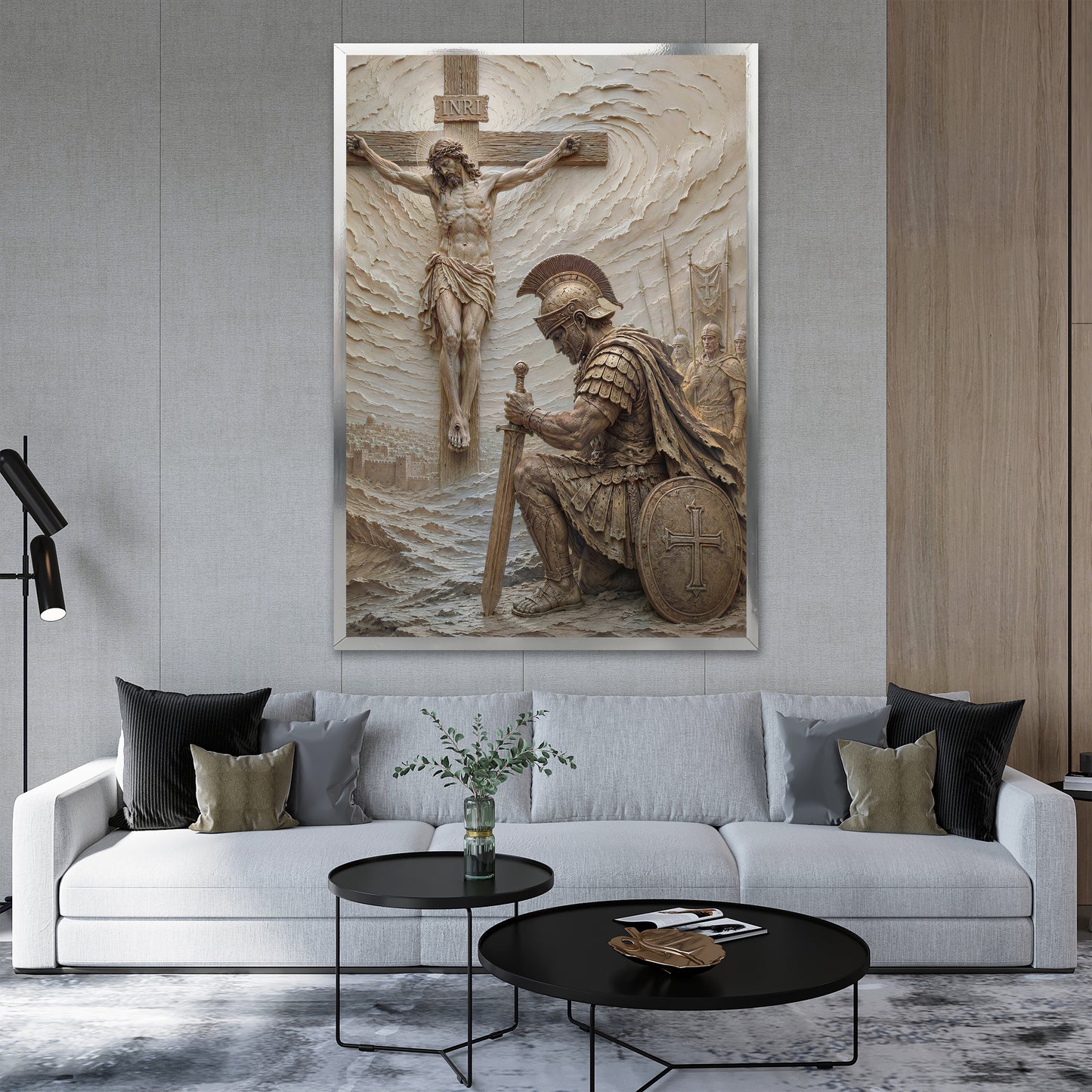 Jesus And Soldier Canvas Art - Modern Christian Wall Decor