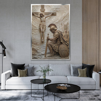 Jesus And Soldier Canvas Art - Modern Christian Wall Decor