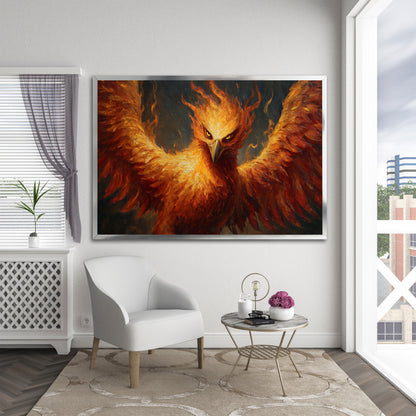 Rising Phoenix Wall Art - Fire Bird Mythological Canvas Print
