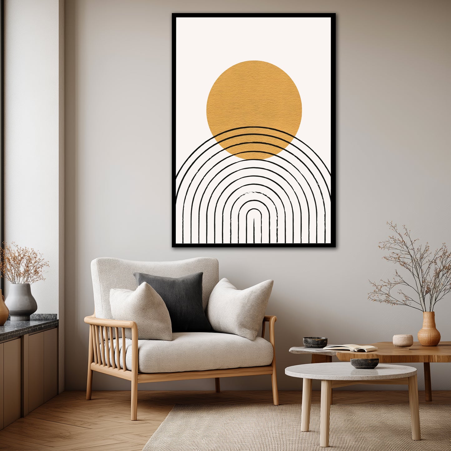 Minimalist Abstract Boho Sun Canvas Print - Modern Home Decor