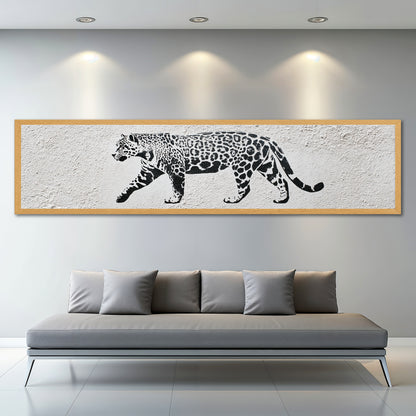 Black and White Leopard Panoramic Canvas Art - Modern Wall Decor
