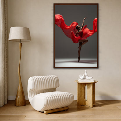 Red Dress Ballerina Canvas Print - Modern Home Decor