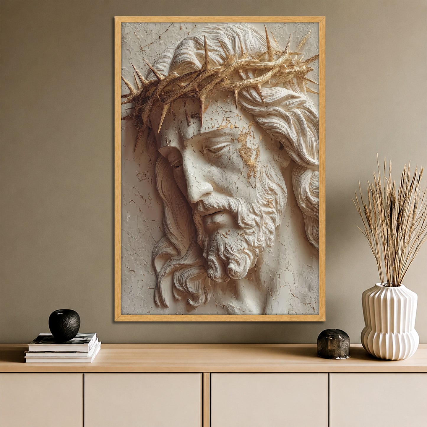 Jesus with Crown of Thorns Canvas Print - Christian Faith Wall Art