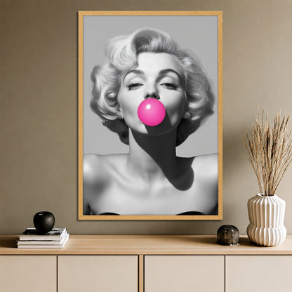 Marilyn Monroe Bubblegum Canvas Wall Art - Modern Pop Art Print