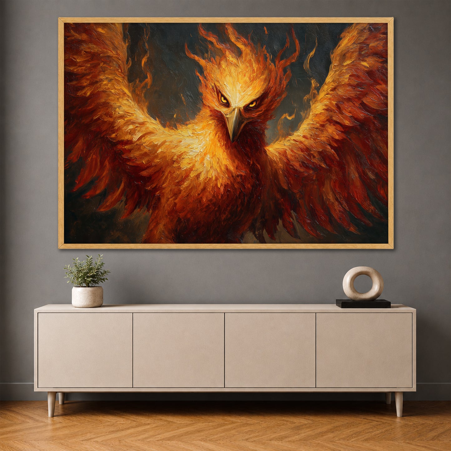 Rising Phoenix Wall Art - Fire Bird Mythological Canvas Print