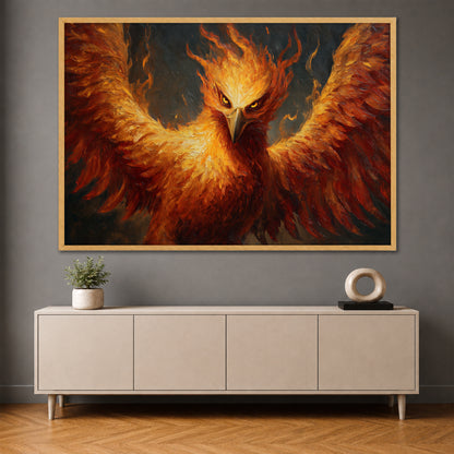 Rising Phoenix Wall Art - Fire Bird Mythological Canvas Print