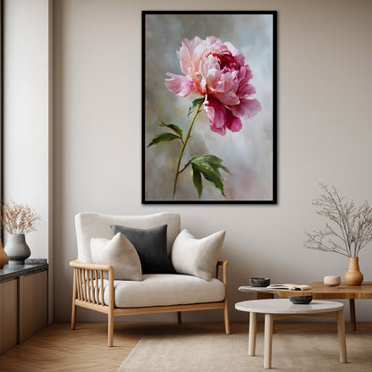 Pink Peony Flower Canvas Wall Art - Romantic Floral Home Decor