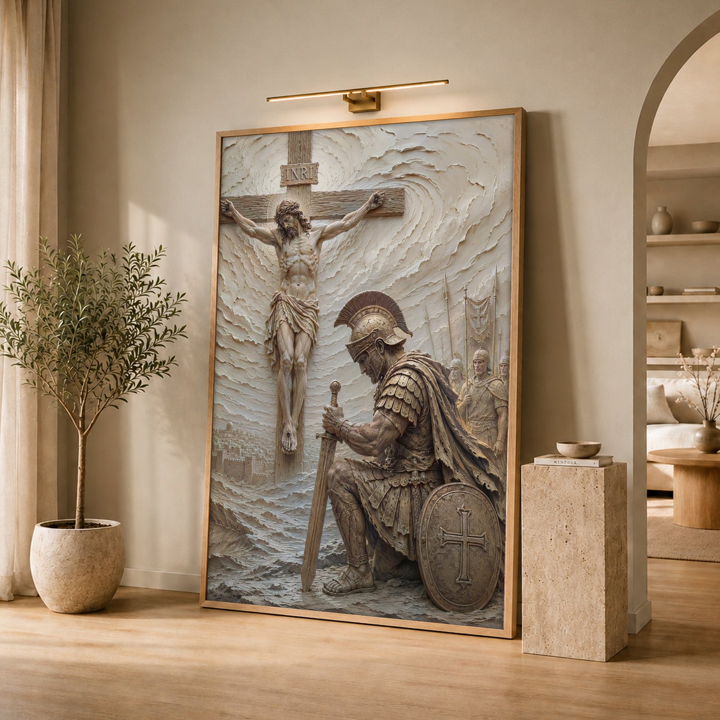 Jesus And Soldier Canvas Art - Modern Christian Wall Decor