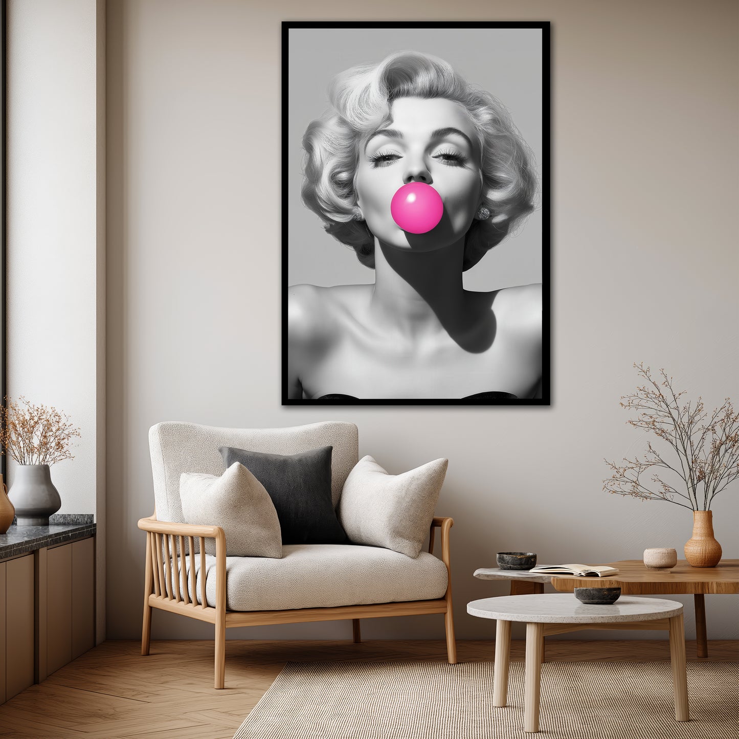 Marilyn Monroe Bubblegum Canvas Wall Art - Modern Pop Art Print