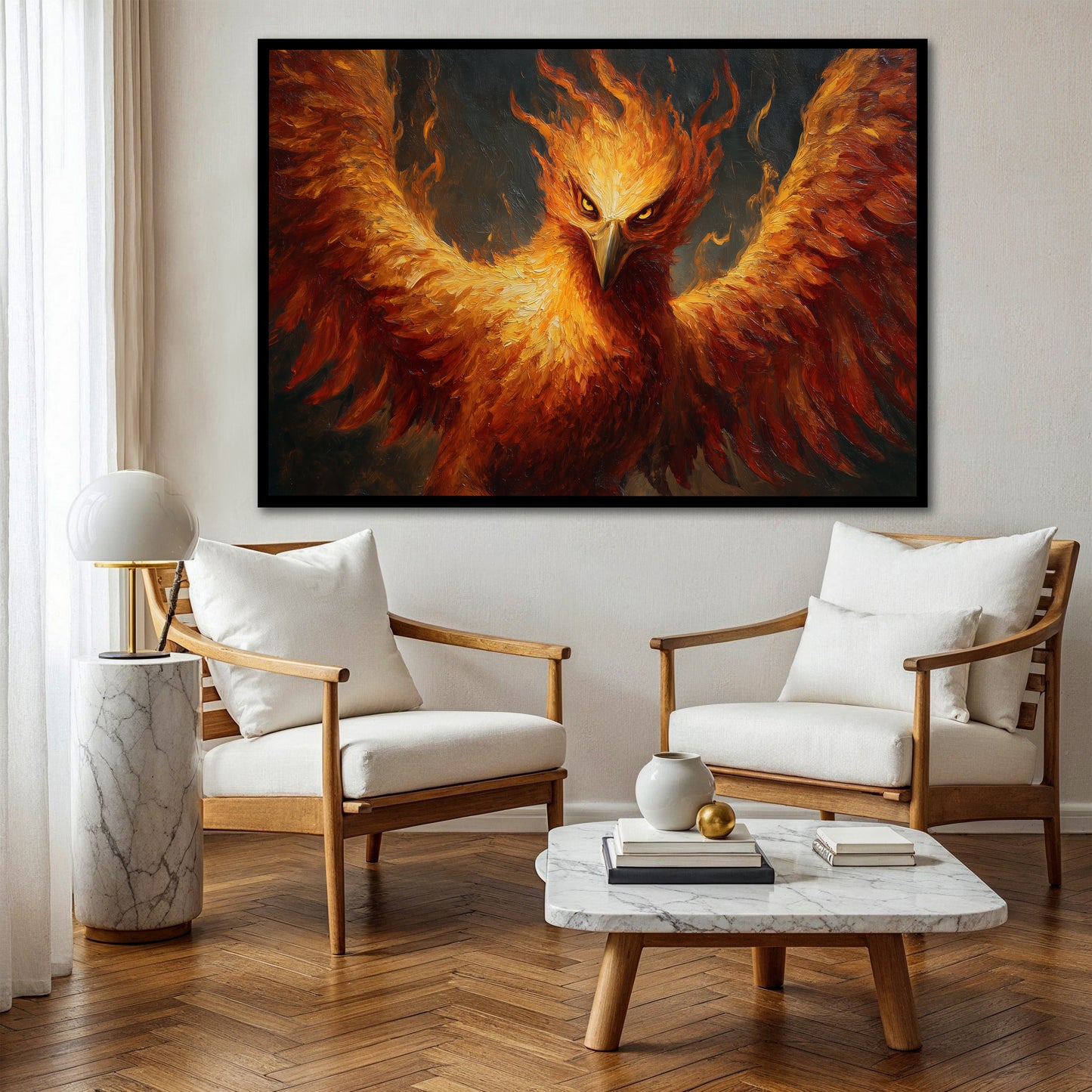 Rising Phoenix Wall Art - Fire Bird Mythological Canvas Print