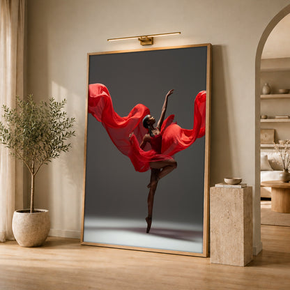 Red Dress Ballerina Canvas Print - Modern Home Decor