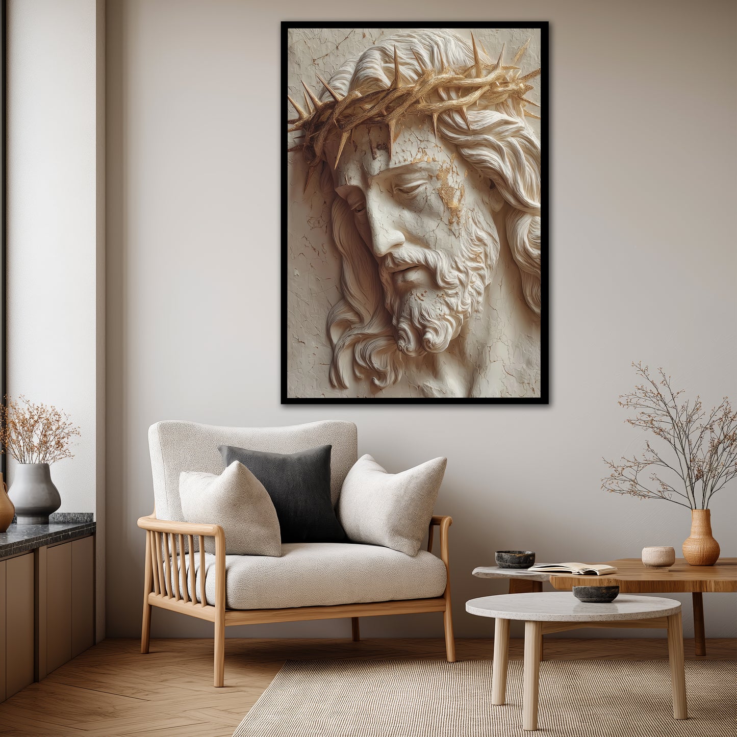 Jesus with Crown of Thorns Canvas Print - Christian Faith Wall Art