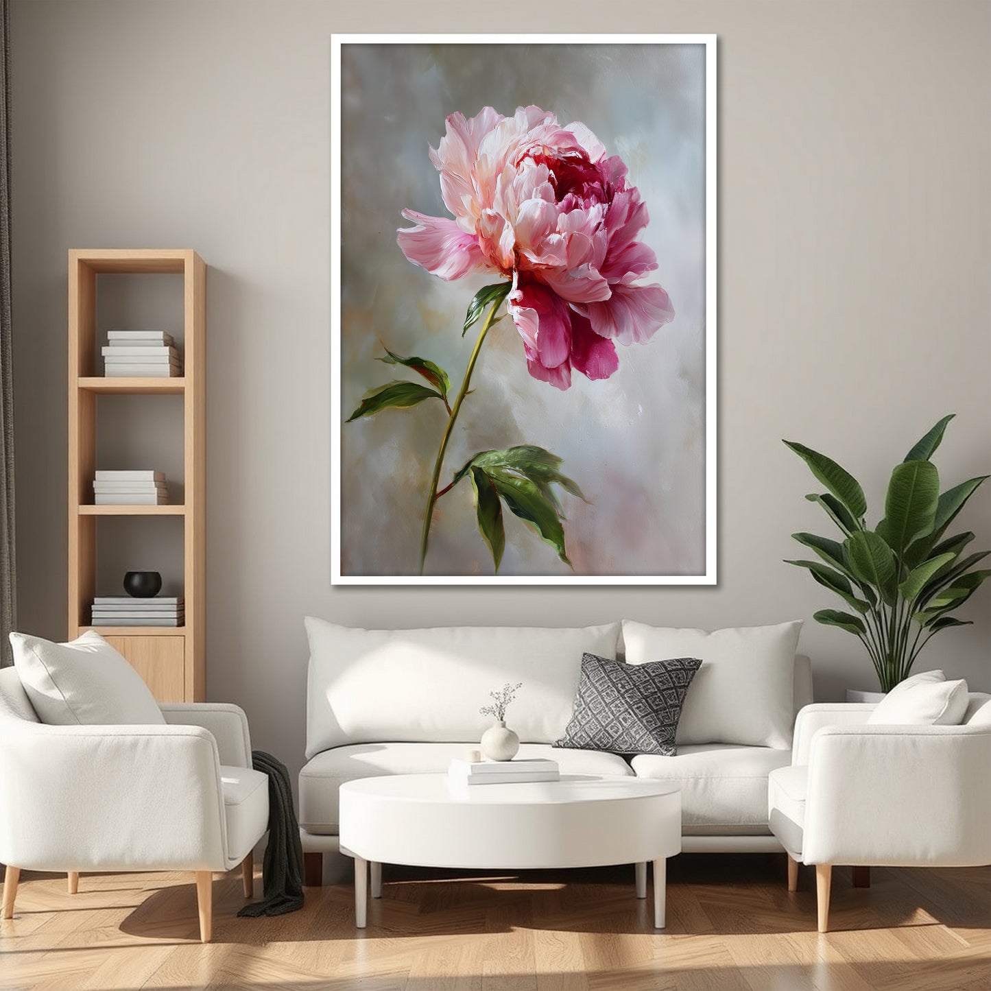 Pink Peony Flower Canvas Wall Art - Romantic Floral Home Decor