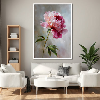 Pink Peony Flower Canvas Wall Art - Romantic Floral Home Decor