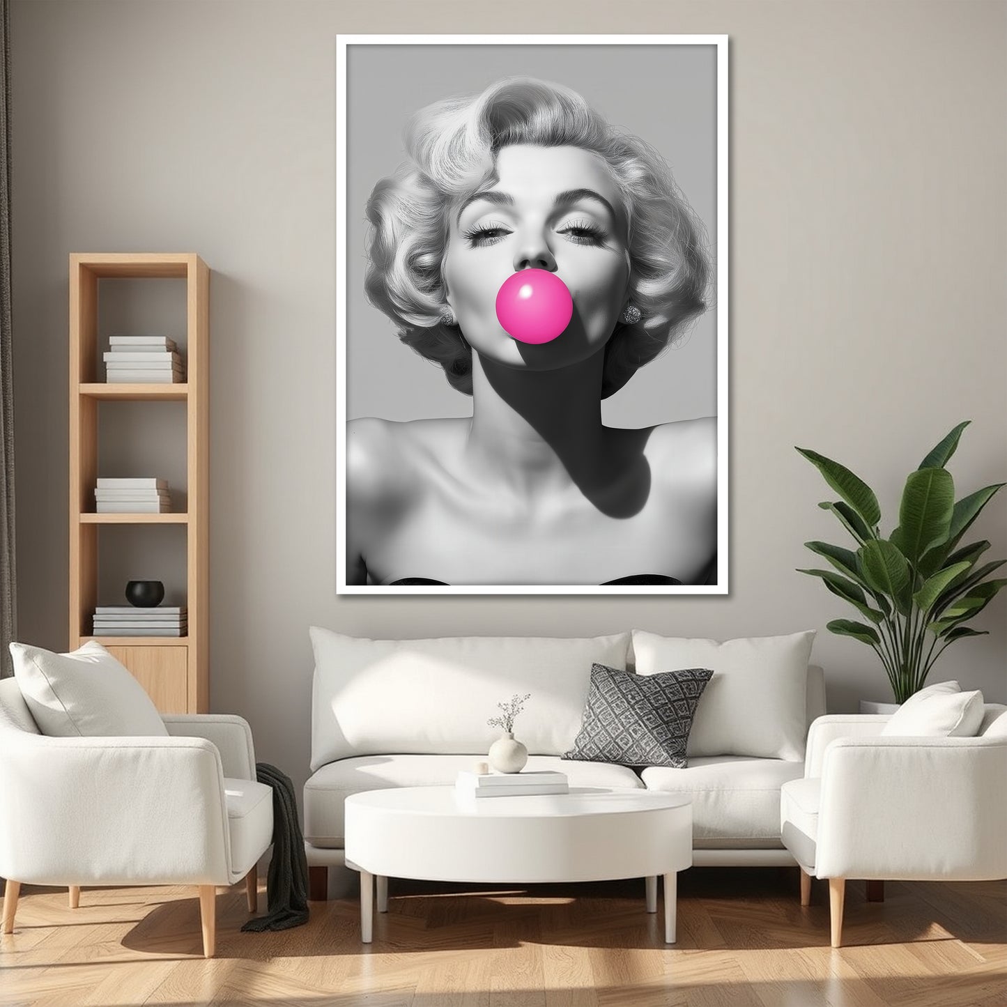 Marilyn Monroe Bubblegum Canvas Wall Art - Modern Pop Art Print