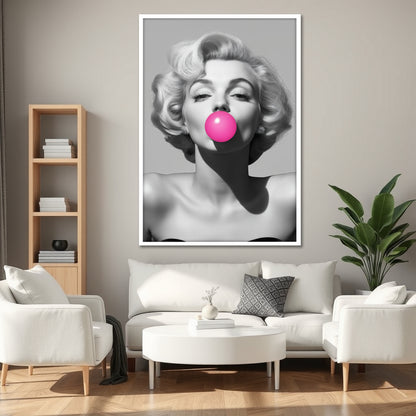 Marilyn Monroe Bubblegum Canvas Wall Art - Modern Pop Art Print