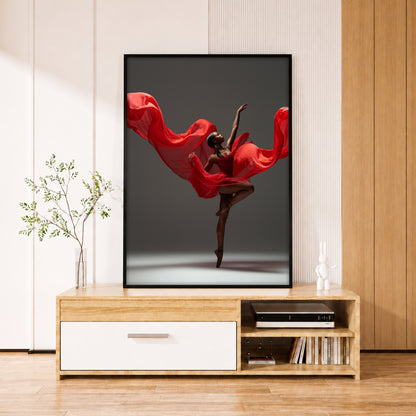 Red Dress Ballerina Canvas Print - Modern Home Decor