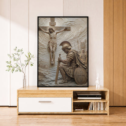 Jesus And Soldier Canvas Art - Modern Christian Wall Decor