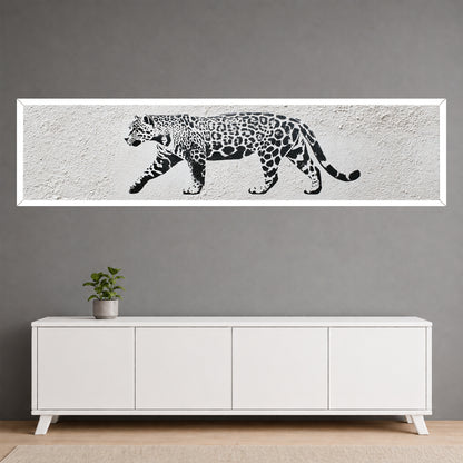 Black and White Leopard Panoramic Canvas Art - Modern Wall Decor