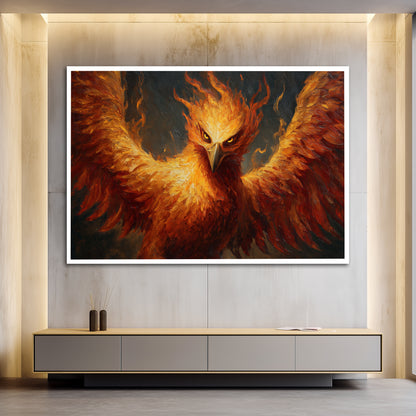Rising Phoenix Wall Art - Fire Bird Mythological Canvas Print