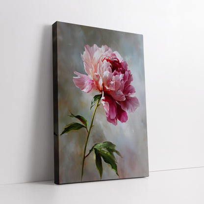 Pink Peony Flower Canvas Wall Art - Romantic Floral Home Decor
