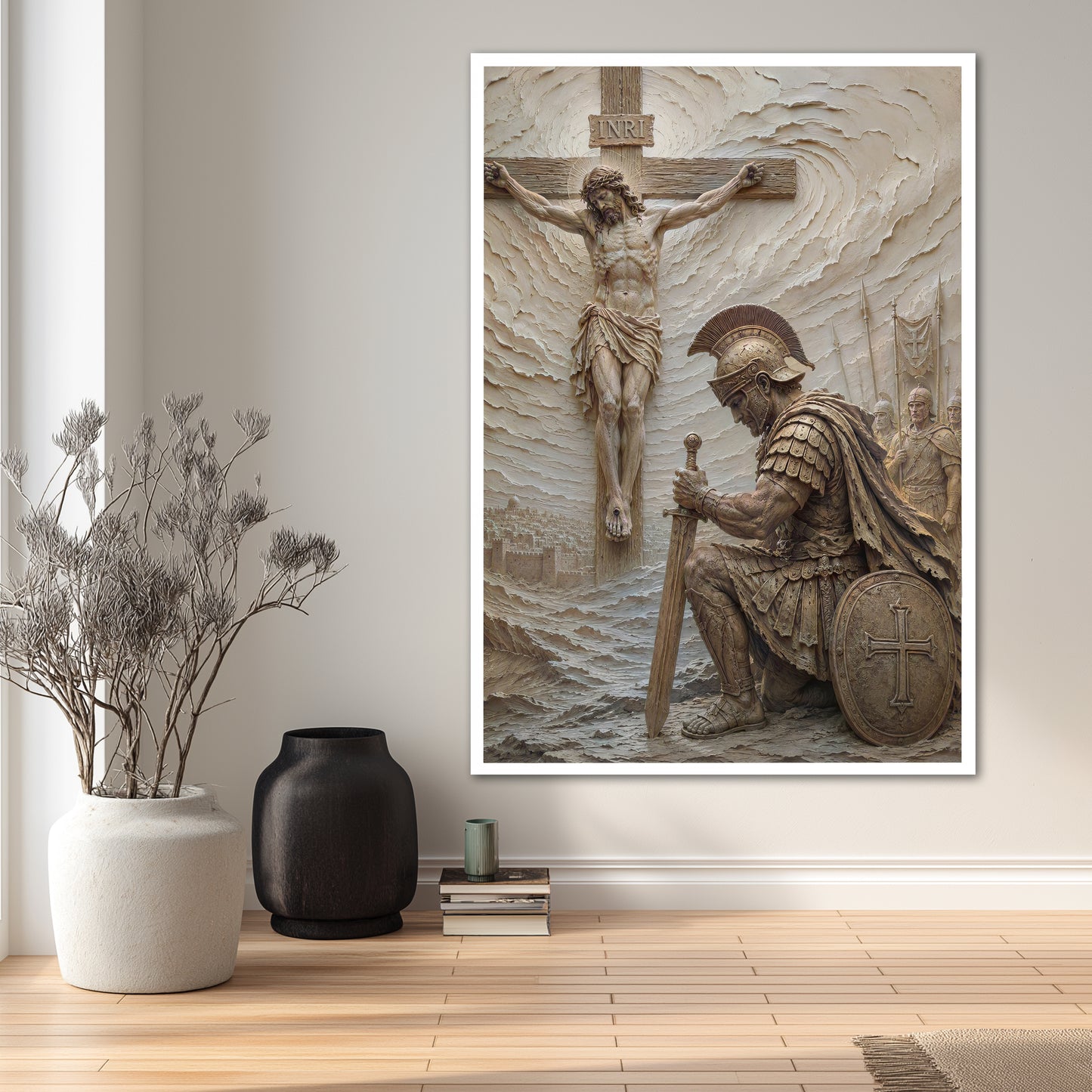 Jesus And Soldier Canvas Art - Modern Christian Wall Decor