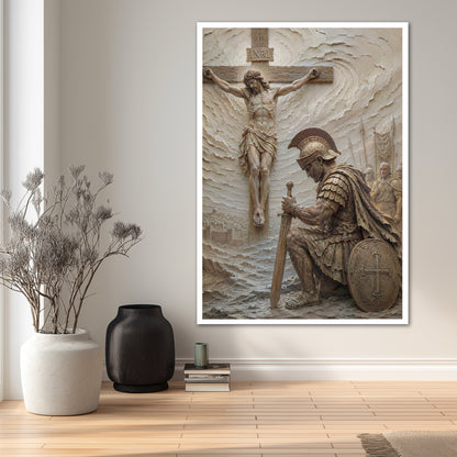 Jesus And Soldier Canvas Art - Modern Christian Wall Decor